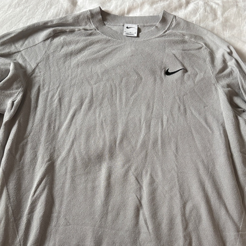 Nike Light Gray Crewneck Sweatshirt with Black Swoosh